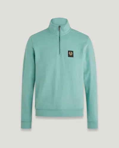 Belstaff Quarter Zip Sweatshirt In Oil Blue