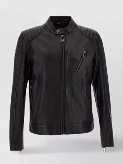 Belstaff V Racer Leather Biker Jacket In Black