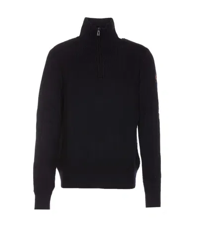 Belstaff Half-zip Ribbed Cotton Blend Sweater In Black/grey