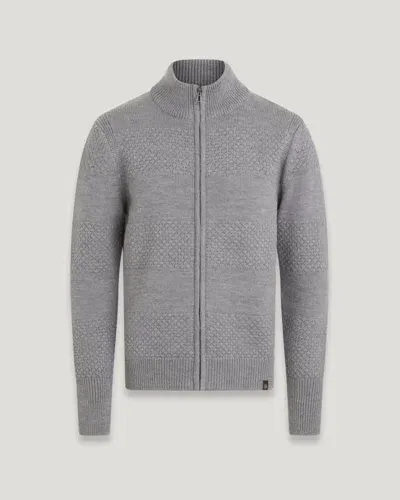 Belstaff Sternway Zip Cardigan In Medium Grey Heather