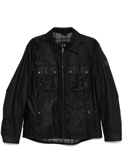 Belstaff Racemaster Mens Waxed Cotton Compact Field Jacket In Black