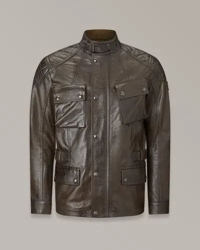 Belstaff Turner Motorcycle Jacket In Dark  Olive