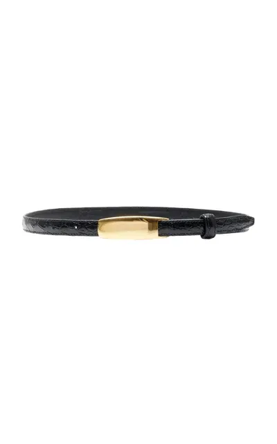 Ben-amun Croc-effect Leather Belt In Black