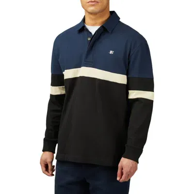 Ben Sherman Colorblock Rugby Shirt In Dark Navy