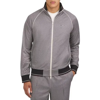 Ben Sherman Houndstooth Tricot Track Jacket In Tofu