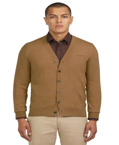 Ben Sherman Merino Wool Blend Cardigan In Light Brown