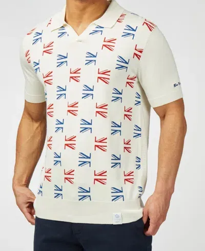 Ben Sherman Mens Team Gb Union Flag Polo Shirt In Ivory