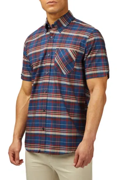 Ben Sherman Regular Fit Plaid Short Button-down Shirt In Royal Blue