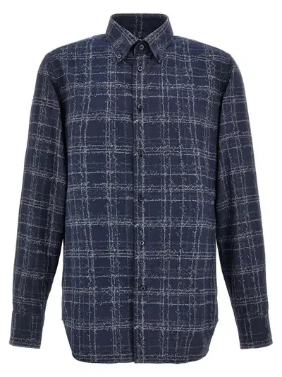 Berluti Alessandro Scritto Checks Shirt, Blouse Blue