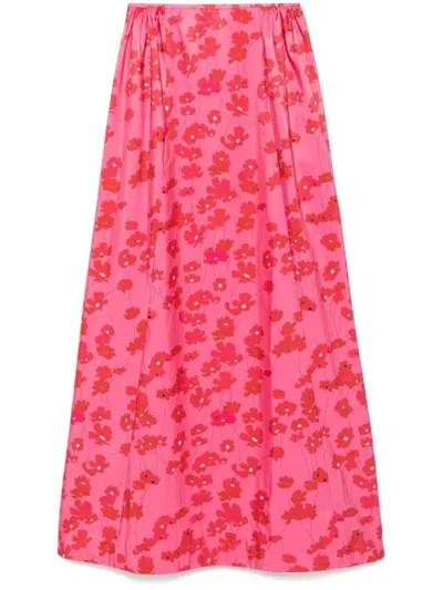 Bernadette Elle Floral-print Taffeta Maxi Skirt In Pink