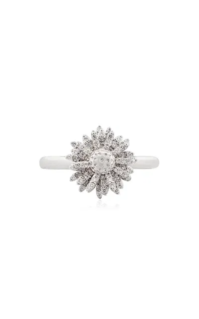 Bernard James Flora Pave 18k White Gold Diamond Daisy Ring