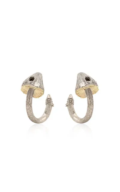 Bernard James Fungi Copri Nano 14k Yellow And White Gold Hoop Earrings