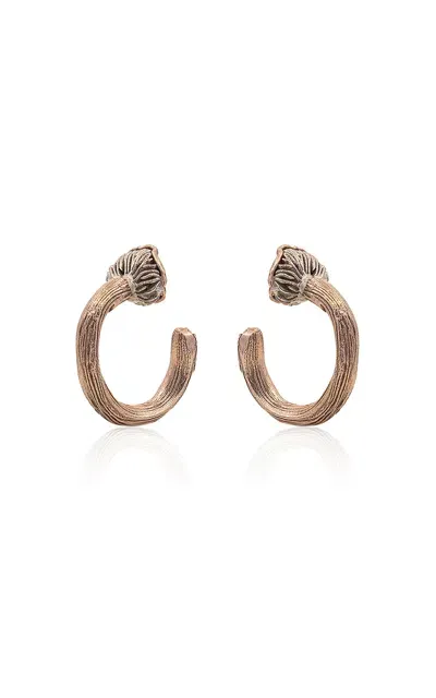 Bernard James Fungi Laccaria Macro 14k White And Rose Gold Hoop Earrings In Pink