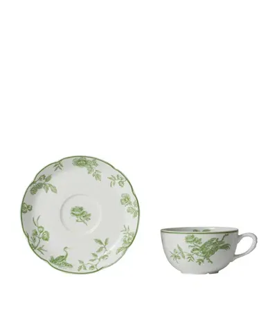 Bernardaud Albertine Tea Cup And Saucer In Green