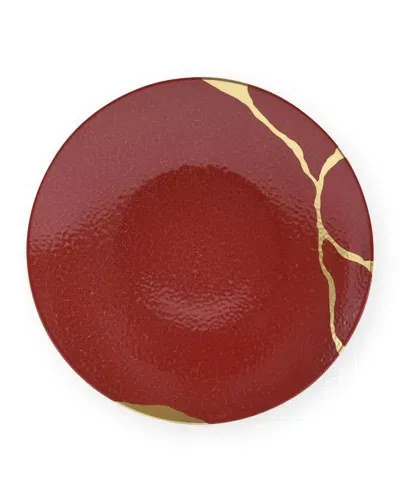 Bernardaud Kintsugi Charbon Coupe Salad Plate In Red/gold