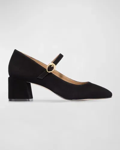 Bernardo Ancona Suede Mary Jane Pumps In Black Kid Suede