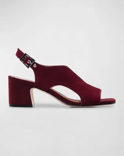 Bernardo Bedford Mid Heel Sandals In Aubergine Kid Suede