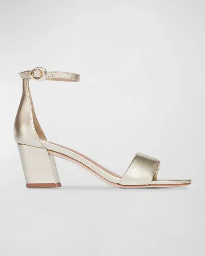 Bernardo Bowie Metallic Ankle-strap Sandals In Champagne Metallic Glove Leather