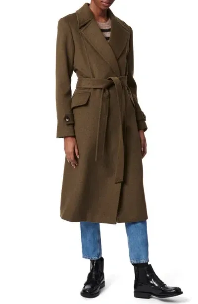 Bernardo Double Breasted Belted Coat In Olive