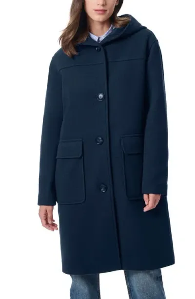 Bernardo Longline Hooded Coat In Navy