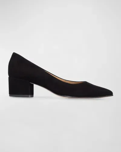 Bernardo Millie Suede Block-heel Pumps In Black Kid Suede