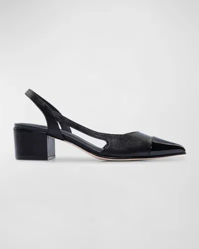 Bernardo Monroe Cap-toe Slingback Pumps In Black