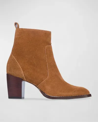 Bernardo Norwich Suede Ankle Booties In Tobacco Split Suede