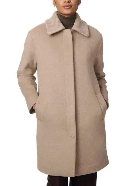 Bernardo Rib Collar Coat In Oatmilk