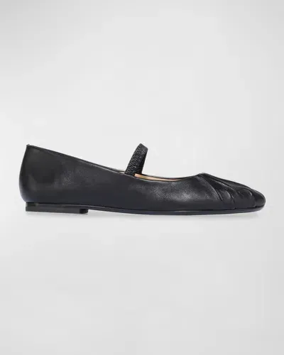 Bernardo Savona Leather Band Ballerina Flats In Black Nappa Mestico