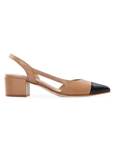 Bernardo Monroe Cap-toe Slingback Pumps In Sand