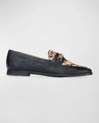 Bernardo Zephyr Leopard Chain Loafers In Multicolor