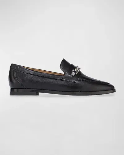 Bernardo Zephyr Suede Chain Loafers In Black Antique Calf