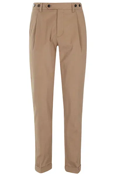 Berwich Barber Long Pant 2 Pences Soft Cotton Stretch In Brown Beige