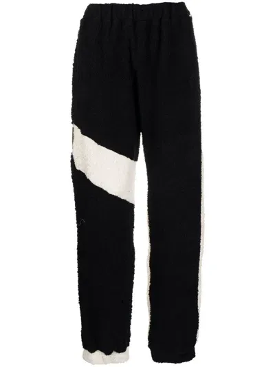 Bethany Williams Fleece-texture Two-tone Trousers In Black