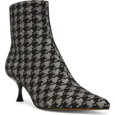 Betsey Johnson Parkker Kitten Heel Bootie In Black,silver Houndstooth Multi