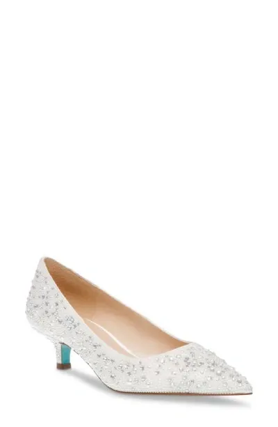 Betsey Johnson Scout Pointed Toe Kitten Heel Pump In Pearl Multi