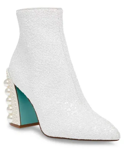 Betsey Johnson Women's Kasey Heel Evening Booties In Ivory