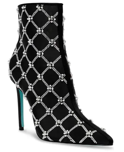 Betsey Johnson Women's Lark Mesh Embellished Stiletto Booties In Black