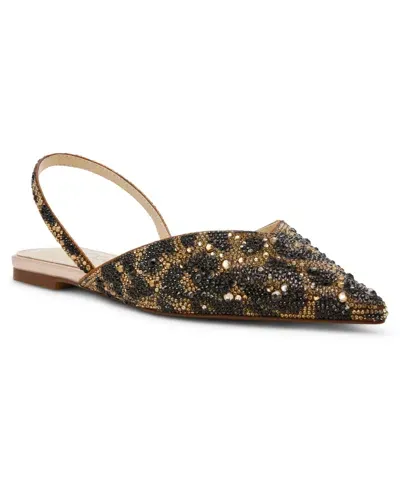 Betsey Johnson Women's Vance Rhinestone Slingback Evening Flats In Brown