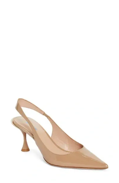 Betzábe Lola Pointed Toe Slingback Pump In Almond Patent Beige Detail