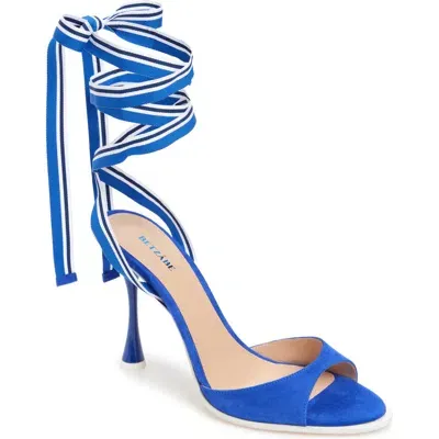 Betzábe Norma Ankle Wrap Sandal In Blue Suede White Detail