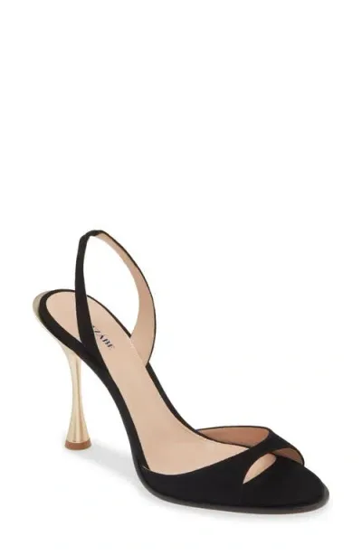 Betzábe Slingback Sandal In Black Suede Matte Gold Heel