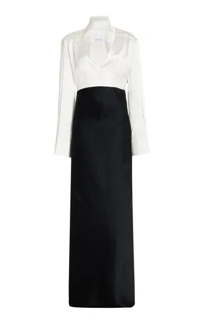 Bevza Stand-collar Dress In Black,white