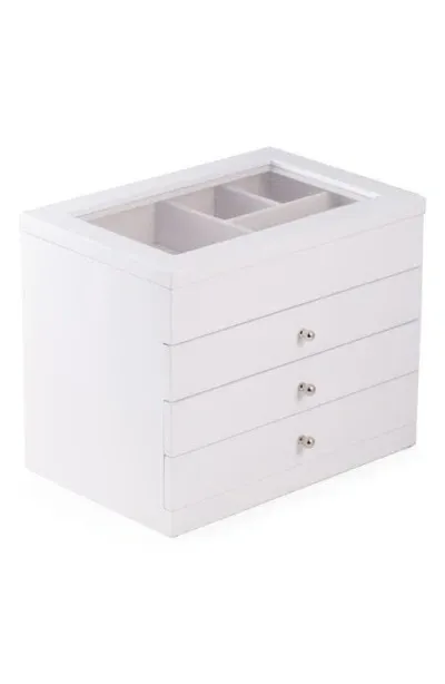 Bey-berk Wood Multilevel Jewelry Box In White