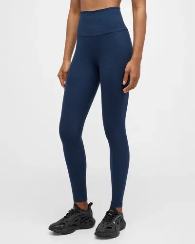 Beyond Yoga Caught In The Midi High-waist Space-dye Leggings In Nocturnal Navy