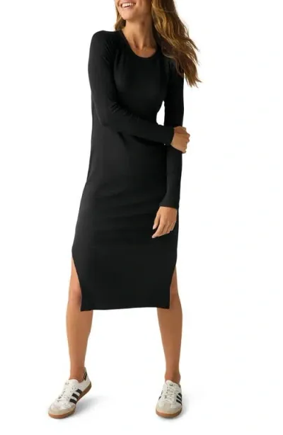 Beyond Yoga Contours Long Sleeve Midi Dress In Black