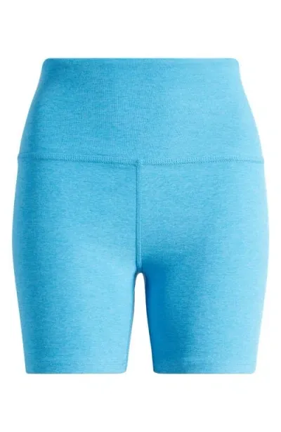 Beyond Yoga Keep Pace Space Dye Bike Shorts In Cali Blue Heather