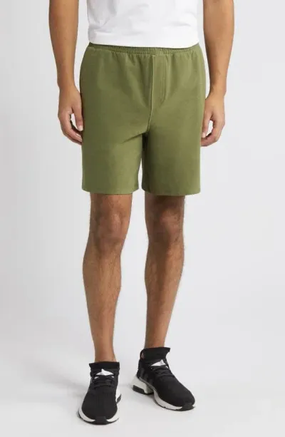 Beyond Yoga Take It Easy Sweat Shorts In Moss Green Heather