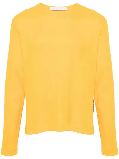 Bianca Saunders Asymmetric-neck Cotton T-shirt In Yellow