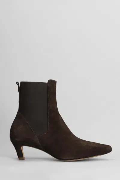 Bibi Lou Susan High Heels Ankle Boots In Brown Suede